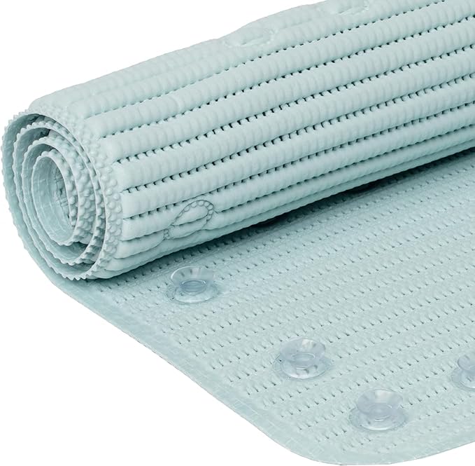 Duck Brand Clorox Bath Mat for Tubs, Non Slip Bathtub Mat with Suction Cups, 17 Inches x 36 Inches, Sky Blue, 2 Pack