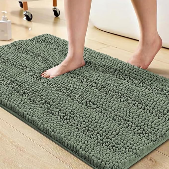 Turquoize Chenille Bath Rugs Shaggy Bathroom Rugs Non Slip Bath Rugs for Bathroom 20 x 32 Green Bay Bath Rug Extra Soft and Absorbent Area Rug, 20"x 32", Green Bay