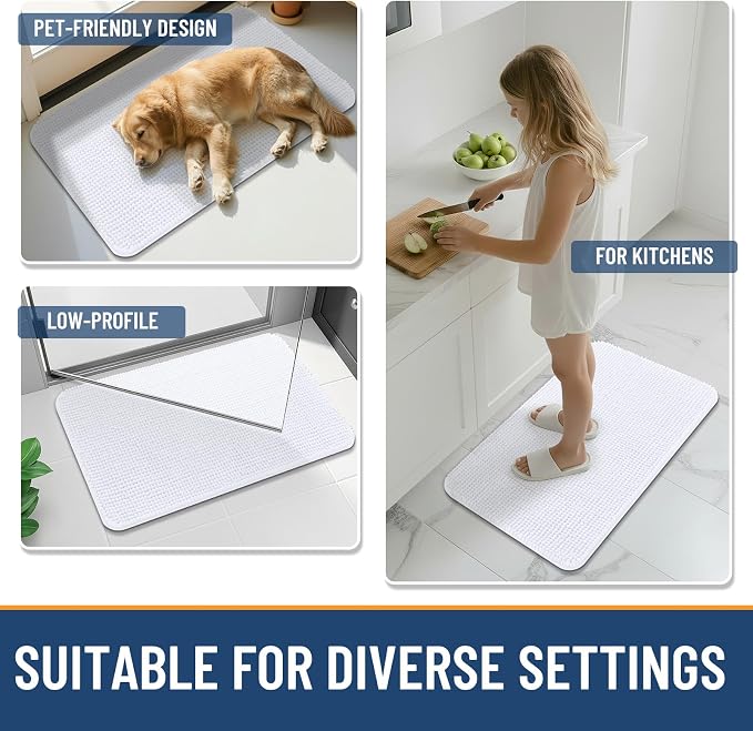 Arotive Bathroom Rugs 59" x 24", Ultra Soft Absorbent Chenille Bath Rugs, Non-Slip Rubber Backing, Machine Washable Bath Mats for Bathroom Floor, Tub and Shower, Home Decor Accessories, White
