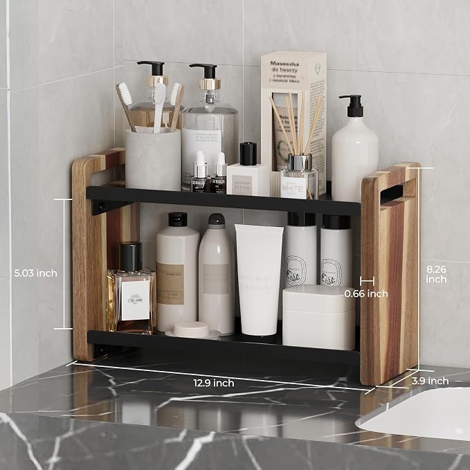 Bathroom Counter Organizer,Bathroom Counter Shelf,Bathroom Organizers,Under Sink Organizer,Cologne Organizer For Men,Cologne Cabinet,Father Day Gift for Dad(Acacia 2 Tier)