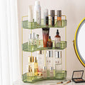 shuang qing 3-Tier Corner Bathroom Counter Organizer – Classic Storage Shelf for Makeup, Perfume & Toiletries, Space-Saving Countertop Tray Fits Bathroom, Dresser, Kitchen (Sage Green)