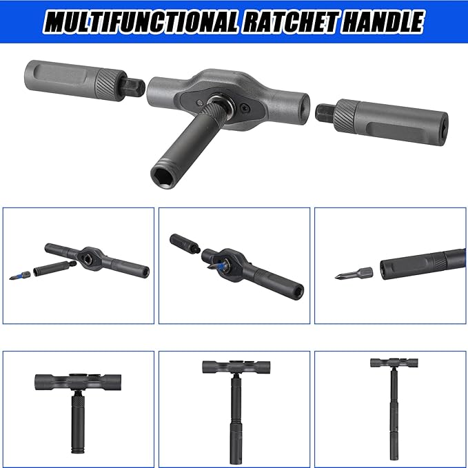 42 in 1 Magnetic Ratcheting Screwdriver Set with T-Handle, Multi-Bit Repair Tool Kit with Compact Case for Electronics, Appliances, Computer, Doorbell, Laptop, Furniture & Home Repair