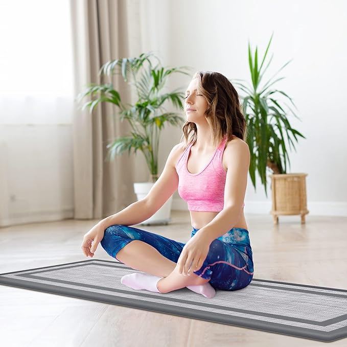 Mattitude Kitchen Mats Set of 2 Cushioned 0.47 inch Kitchen Rugs Non-Skid Rug Sets Ergonomic Comfort Standing Mat for Kitchen, Floor, Office, Sink, Laundry, Gray
