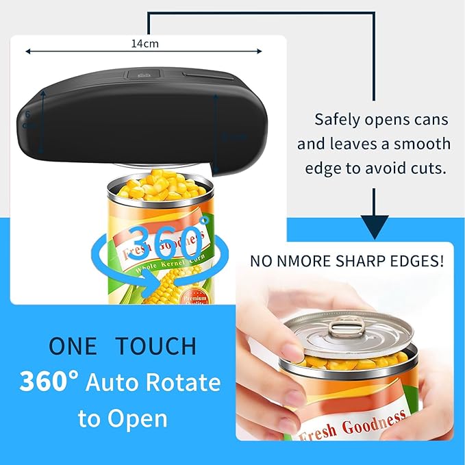 Electric Can Opener with LED Display, USB Rechargeable Electric Can Opener for Seniors & Arthritis, One-Touch Automatic Can Opener, Hands-Free, Smooth Edge, Compact, Cordless