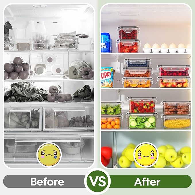 KEMETHY 36-Piece Food Storage Containers with Lids(18 Container & 18 Lid), Plastic Food Containers for Pantry & Kitchen Storage and Organization, BPA-Free, Leak Proof, Reusable with Labels & Pen