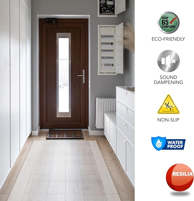 RESILIA Premium Clear Floor Protector Mat – Heavy-Duty Plastic Vinyl Covering for Hardwood, Tile, or Laminate Floors, Table, or Desk –American Modern Pattern 27" x 25' Waterproof Roll, Made in USA
