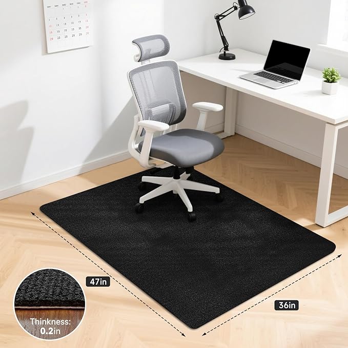Black Office Chair Mat, Durable Desk Chair Mats for Hardwood Floor & Tiles, Under Rolling Chairs for Easy Glide and Protection (36" X 47")