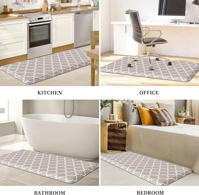 WISELIFE Anti Fatigue Floor Mat - 4/5 Inch Thick Kitchen Mat Non Slip Waterproof Heavy Duty Ergonomic Comfort Mat Durable for Home, Office, Sink, Laundry,(22" x 54", Khaki)