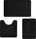 Bathroom Rugs Set Memory Foam Bath Rugs Non-Slip Bath Mat Set 3 Piece,Washable Bathroom Mats,Absorbent Shaggy Rugs Super Soft U-Shaped Toilet Rug,Bahroom Carpets for Bathroom,Tub,Shower（Black）