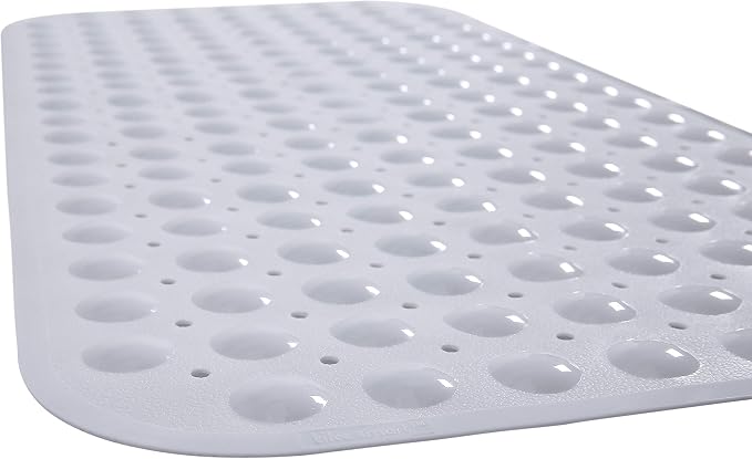 Large Non-Slip Bathtub & Shower Mat 31 inch x16 inch (Smooth/Non-Textured Tubs Only) Safe, Clean, Machine-Washable, Superior Grip&Drainage, Vinyl, Opaque White, Medium
