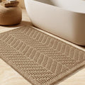 Upgrade Waffle Bath Mat, Boho Bathroom Rugs Absorbent Non Slip, Ultra Soft Bathroom Mat, Machine Washable Knit Bath Rugs with Herringbones for Bathroom, Bedroom, Kitchen, Shower, Tub,32"x20", Beige