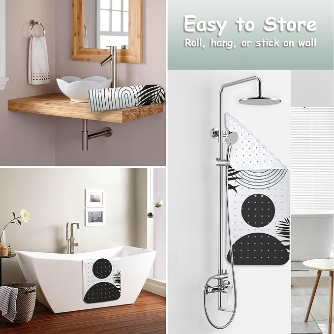 Bathtub Mat Non Slip, Bohemia Extra Long Bath tub Mat Shower Floor Mat with Suction Cups and Drain Holes for Adults Kids Elderly 40 X 16 Inch