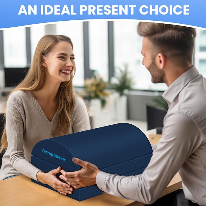 TranquilRelax Foot Rest for Under Desk at Work, Gaming Accessories Foot Stool with 3 Adjustable Heights & Washable Cover, Comfortable Office Desk Accessories, Footrest for Office, Home and Car (Blue)