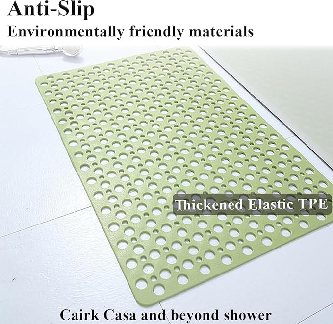 Casa and Beyond Shower Mat Non Slip Bath Mat Secure Shower Mat Easy to Clean Drains Fast Easy Dry Cut Soft Machine Washable Bathtub mat for Inside Shower (Khaki,35.4 * 23.6 in)