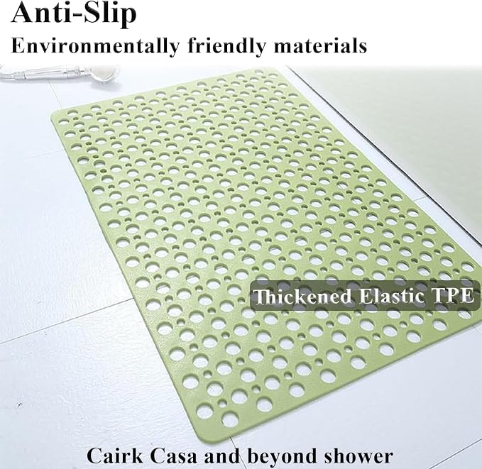 Casa and Beyond Shower Mat Non Slip Bath Mat Secure Shower Mat Easy to Clean Drains Fast Easy Dry Cut Soft Machine Washable Bathtub mat for Inside Shower (Beige,29.5 * 17 in)