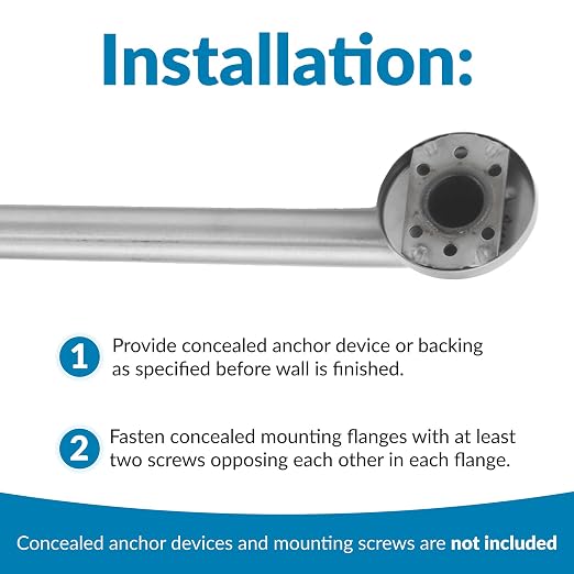 Bobrick 42-Inch Straight Grab Bar, ADA Compliant Bathroom Safety Rail, Satin Finish Stainless Steel with Concealed Mounting Flange, Ideal for Commercial and Residential Bathtubs & Showers