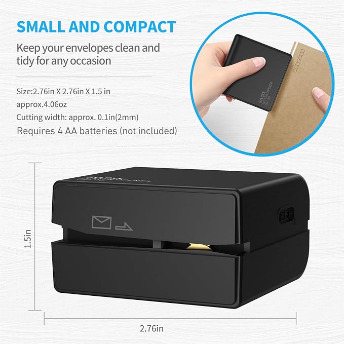 Battery Operated Electric Letter Opener - 2PCS Letter Openers Envelope Slitter, Envelope Opener, Mail Opener, Universal Envelope Efficient Letter Opener Tool for Office, Home (Black)