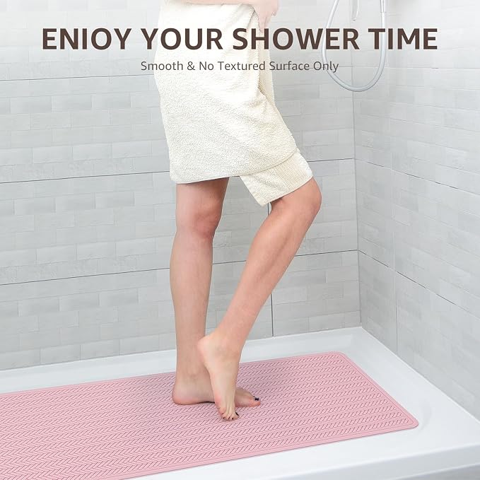 OTHWAY Bathtub Mat Non Slip, Extra Long Rubber Bath Mat for Tub, Machine Washable Shower Anti Slip Mat with 332 Strong Suction Cups (Pink, 36" x 17")