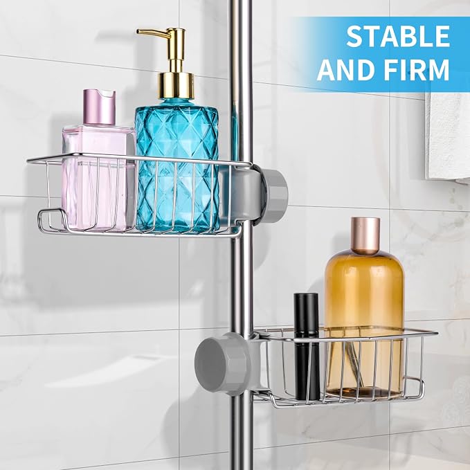 Clawfoot Tub Shower Caddy(Shower Rod Not Included),Clawfoot Tub Accessories,Tub Caddy,SUS304 Stainless Steel Shower Shelves,Clawfoot Tub Soap Caddy(Silver)