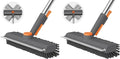Floor Scrub Brush with Long Handle, 3 in 1 Scrape and Heavy-Duty Stiff Bristle Scrubber Brush for Cleaning Shower Bathroom, Patio, Pool, Garage, Kitchen, Wall and Deck (Gray, 2 Pack)