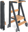 OCODILE Adjustable Foldable Toddler Tower – Folding Tower for Kids | Montessori Toddler Kitchen Step Stool Helper for Independence - Gray