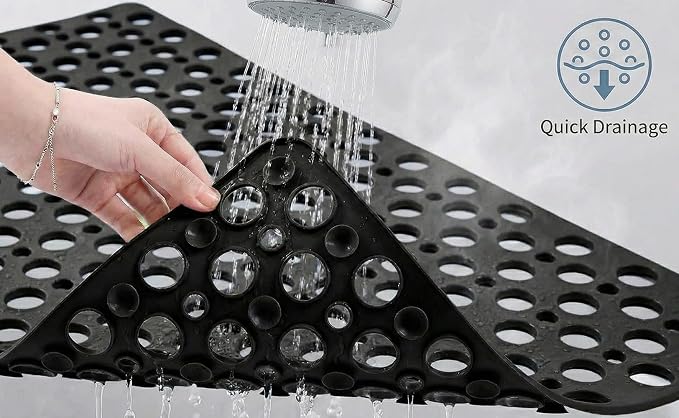Nonslip Bathtub Mat Extra Soft TPE Bath Mat for Kids, Machine Washable Bathroom Shower Mat(Black, 30L x 17W Inch)