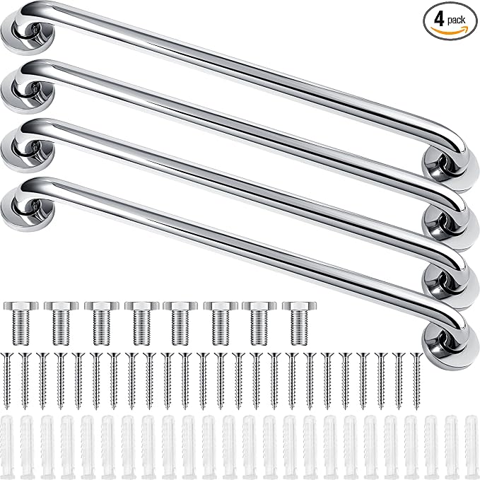 Tatuo 4 Pack Showers Grab Bars for Bathtubs 304 Stainless Steel Bathroom Safety Handrails Anti Slip Handles Grab Bars for Elderly, Senior, Pregnant (Silver,24 Inch)