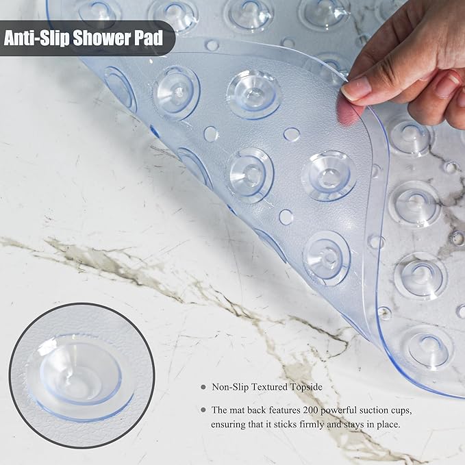 Bathtub and Shower Mats, 28 x 15 Inch Non-Slip Bath Mat, Machine Washable Bath Tub Mat with Suction Cups & Drain Holes for Bathroom, Beige