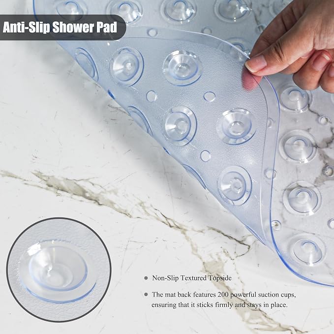 Bathtub and Shower Mats, 28 x 15 Inch Non-Slip Bath Mat, Machine Washable Bath Tub Mat with Suction Cups & Drain Holes for Bathroom, Beige