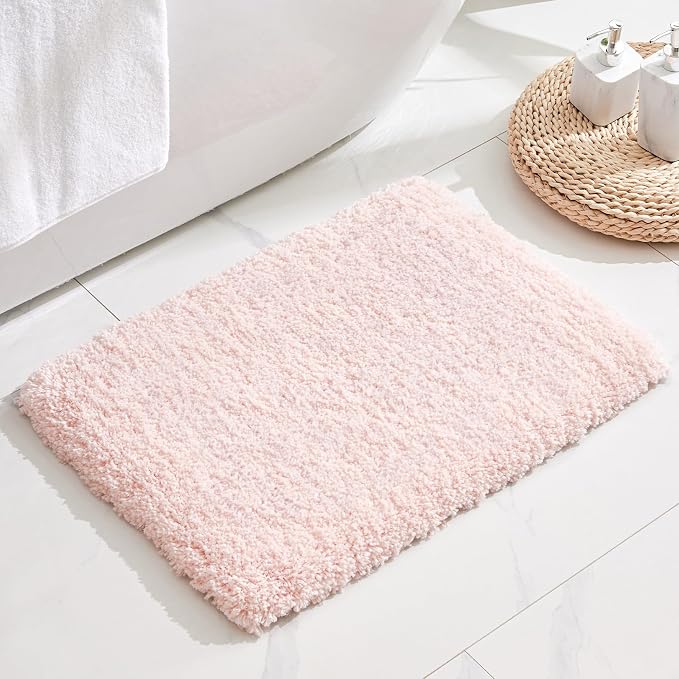 Disolla Bathroom Rug 20x32 Non Slip Fluffy Bath Mat for Bathroom Floor Washable Plush Luxury Bath Rug for Tub Soft Shaggy Absorbent Shower Sink Mat, Sakura Pink