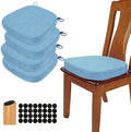 BUYUE Thickened 2.5" Dining Chair Cushions Set of 4, U-Shape High Density Foam Comfortable Chair Pads for Kitchen, Slip Resistant Indoor Seat Cushions (4 PCS, Light Blue)