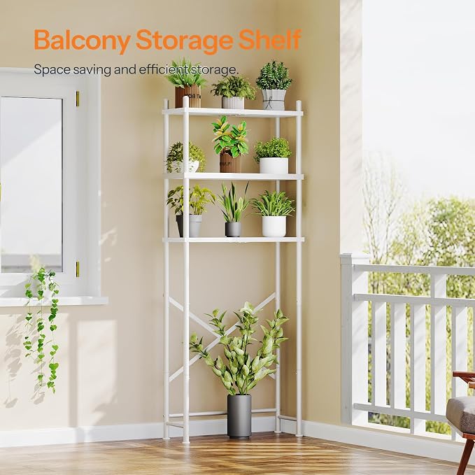 HOOBRO Over the Toilet Storage, 3-Tier Over Toilet Bathroom Organizer, Freestanding Above Toilet Shelf with Adjustable Feet, Space Saving, Easy Assembly, White WW63TS01