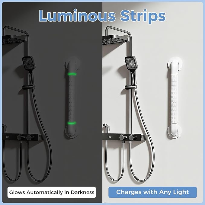 Grab Bars for Bathtubs and Showers, 16 Inch Anti Slip Bathroom Safety Shower Handles for Seniors Handicap Elderly Assistance, Hand Rails for Toilet Walls Bath Tub, 1" Stainless Steel Handrail（White）