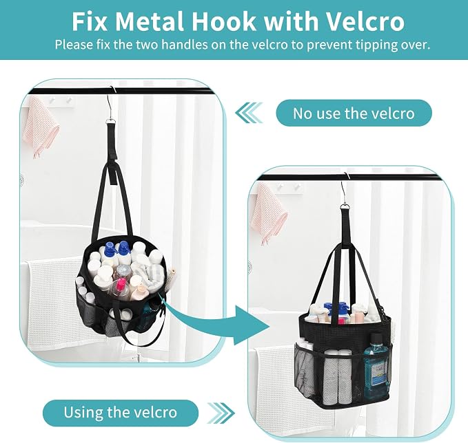 Mesh Shower Caddy Portable for College Dorm Room Essentials, Hanging Shower Caddy with Waterproof Phone Pouch, Large Capacity Shower Bag Basket Tote for Bathroom, Gym, Camping, Swimming, Beach, Black