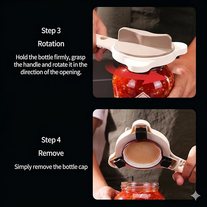 NiceGo 4-in-1 Adjustable Jar Opener - Premium Stainless Steel Lid Remover for Seniors & Arthritis Sufferers, Effortless Multi-Function Bottle & Can Opener for Kitchen Gadgets (1 Pack)
