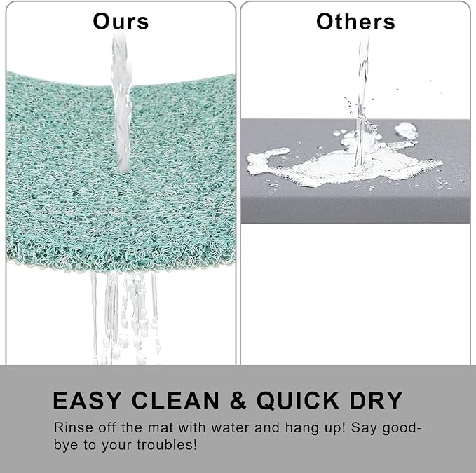 0.6" Extra Thick Non Slip Bath Mat, Shower Mat with Drain, Quick Drying Bathtub Mats for Inside Shower, PVC Loofah Shower Mat, Foot Scrubber for Floor, Bathroom, Home, Kitchen, Wet Areas, 27x16 Inches