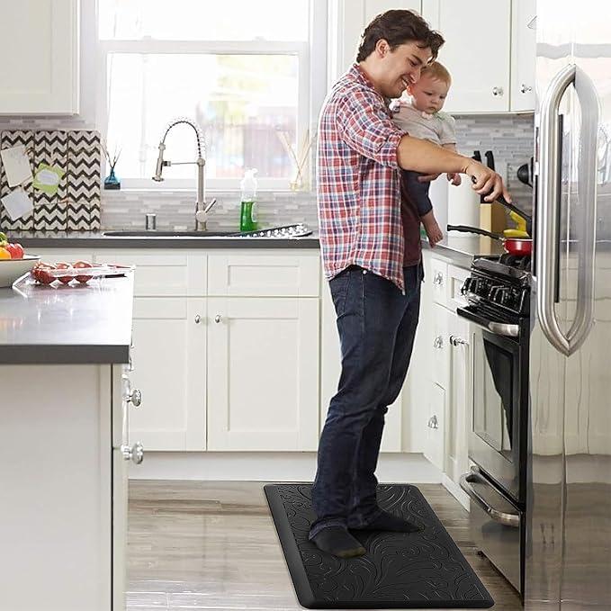KMAT Kitchen Mat Cushioned Anti-Fatigue Floor Mat Waterproof Non-Slip Standing Mat Ergonomic Comfort Floor Mat Rug for Home,Office,Sink,Laundry,Desk 30"(L) x 20"(W),Black