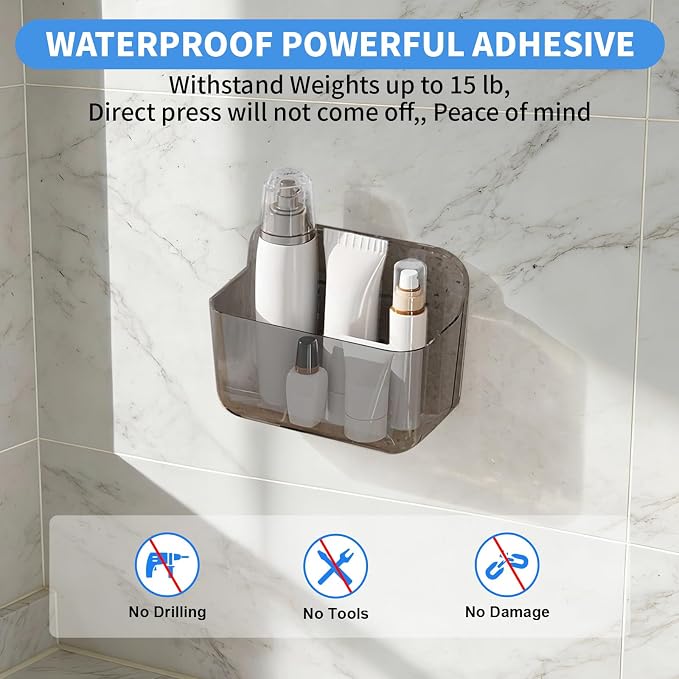 Diesisa 2pc Acrylic Wall Mount Organizer, Adhesive Cabinet Door Organizer,Acrylic Bathroom Shelves for Wall,No Drilling Hang Walls,with Self Adhesive Tape, for Bathroom, Kitchen, Living Room