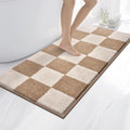 anllugs Bathroom Rugs 24" x 60", Non-Slip Extra Soft Absorbent Bath Rugs, Machine Washable Quick Dry Bath Mats for Bathroom Floor, Shower, Bathtub and Sink, Checkered Beige & Grayish Brown