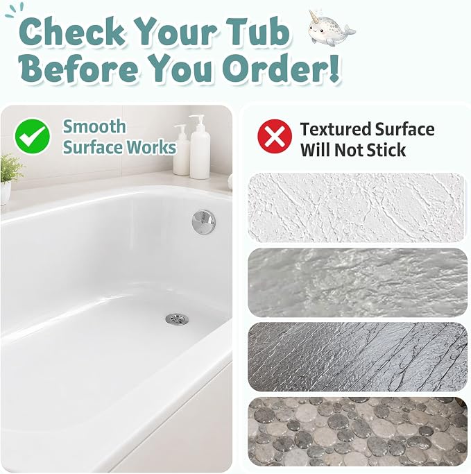 XIYUNTE Baby Bath Mat for Tub Non Slip Kids, BPA Free Extra Long Bathtub Mat 40x16 with Drain Holes and 200 Suction Cups, Non Toxic Machine Washable Toddler Bath Mat, Eco-Friendly Certified