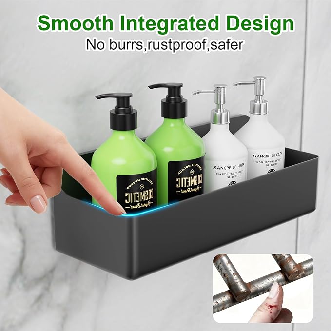 Adhesive Shower Caddy 6 Pack Rustproof Shower Shelves for Inside Shower No Drilling Bathroom Organizers and Storage Large Rack with Soap Holder Clear