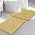 YIHOUSE Memory Foam Bathroom Rug Sets, 2 Piece, Beige-U Shape & Small Mat | Ultra Soft, Absorbent, Non-Slip, Machine Washable