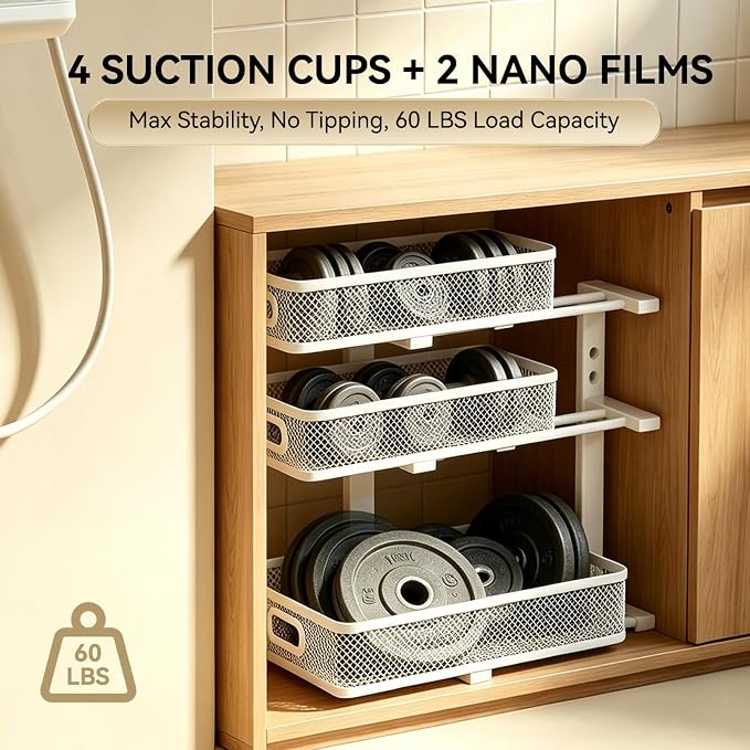 1 Pack 3 Tier Under Sink Organizer, Height Adjustable Heavy Duty Metal Under Cabinet Drawer Pull Out Shelf with Smooth Silent Sliding Design, Organizer and Storag Rack for Kitchen, Bathroom, White