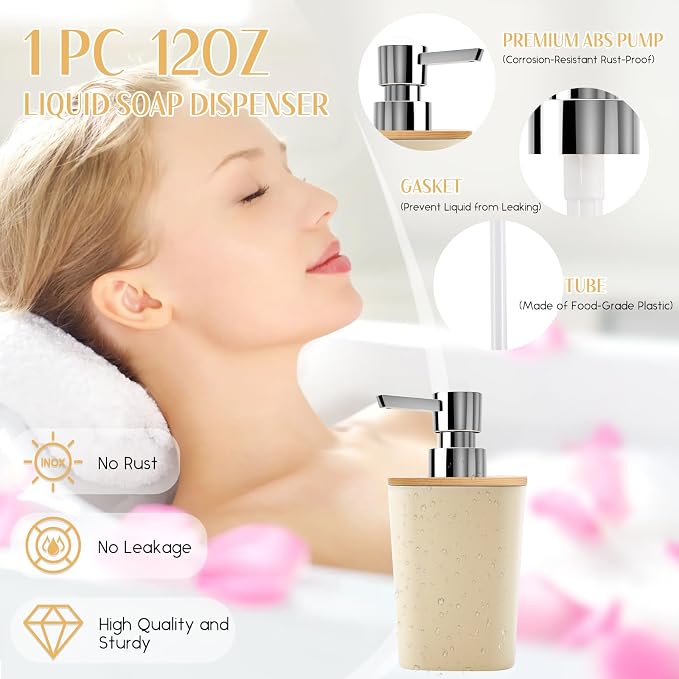 Beige Bathroom Accessories Set with Sequin Shower Curtain Beige Bathroom Decor with Trash Can,Toothbrush Holder, Toothbrush Cup,Soap Dispenser, Tray, Soap Dish,Toilet Brush