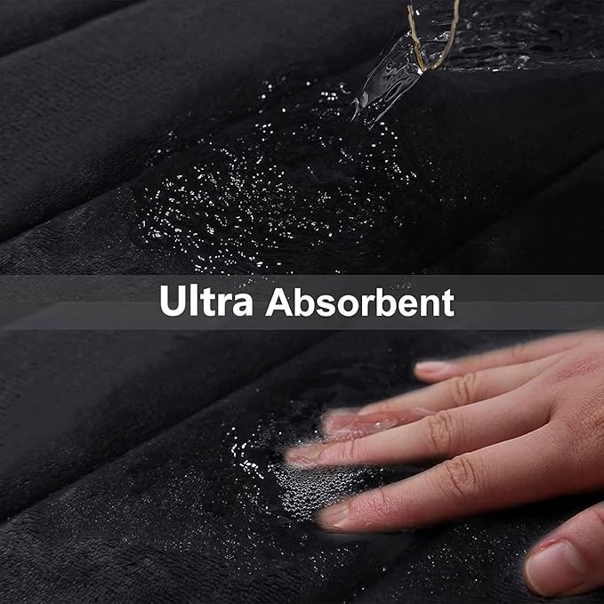 Buganda Memory Foam Bath Mat, 44" x 20", Ultra Soft and Non-Slip Bathroom Rugs, Water Absorbent and Machine Washable Bath Rug for Bathroom, Shower, and Tub, Black