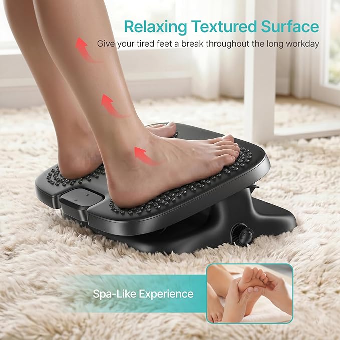 PEGZONE Under Desk Footrest, Adjustable Foot Rest with Height and Degree Angle,Ergonomic Desk Foot Rest with Massage Texture, Foot and Leg Rest for Home & Office