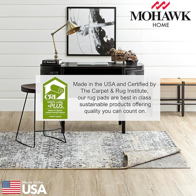 Mohawk Home Non Slip Rug Pad 2' 6" x 9' 6" - 3/8" Thick Felt + Latex Rubber Gripper - Dual Surface Cushion for Hardwood, Carpet, Tile Floors, Made in USA