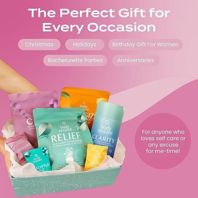 Body Restore Shower Steamers Aromatherapy 15 Pack – Fathers Day Gift for Dad, Birthday Gifts for Women & Men, Spa Stress Relief & Relaxation Self Care Gifts – Premium Rose Essential Oil Tablets