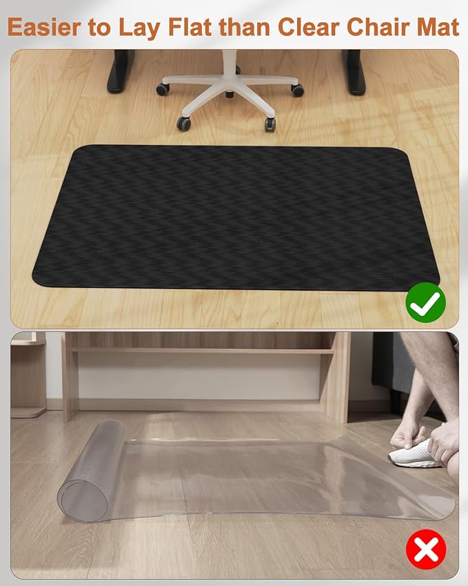 Blvornl Large Office Chair Mat for Hardwood Floor, Rolling Chair Mat for Hard Wood, Large Anti-Slip Hard Floor Protector, Heavy Duty Computer Desk Rug for Office and Home 35.4"*47.2" Black