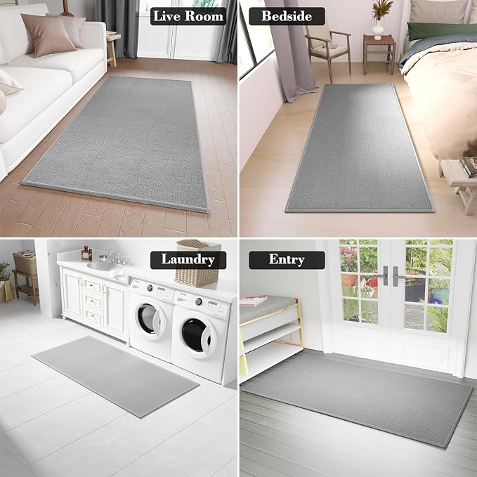 SUMLANS Kitchen Mat, Rubber Backing Cushioned Non Slip Kitchen Rugs for Floor, Absorbent Runner Comfort Standing Mat Rug Washable for Kitchen, Office, Home, 35.4"x71" (Grey)